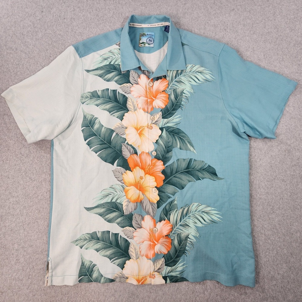 Tommy Bahama 30th Anniversary‎ Shirt Mens XL Multicolor Sun And Shade Grove Silk